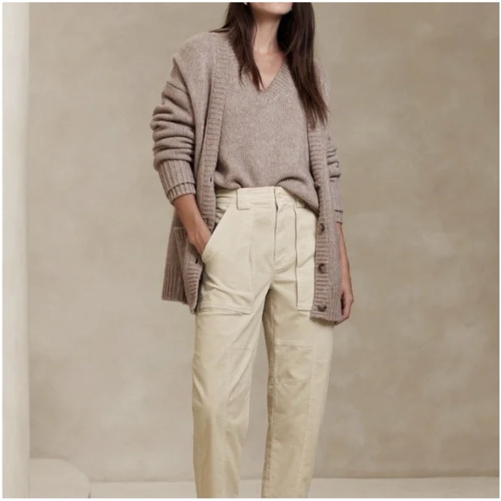 Banana Republic Womens The Corduroy Barrel Pant Size 10 Cargo Cream Ivory - Picture 4 of 10